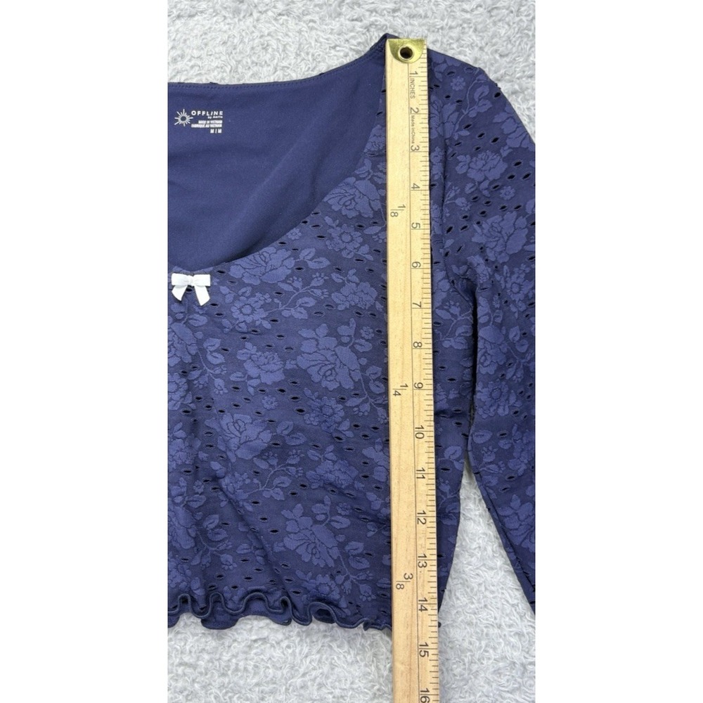 Aerie Womens‎ Real Me Lace Flowy Skort Skirt Crop Top Royal Blue Medium Coquette - Picture 6 of 15